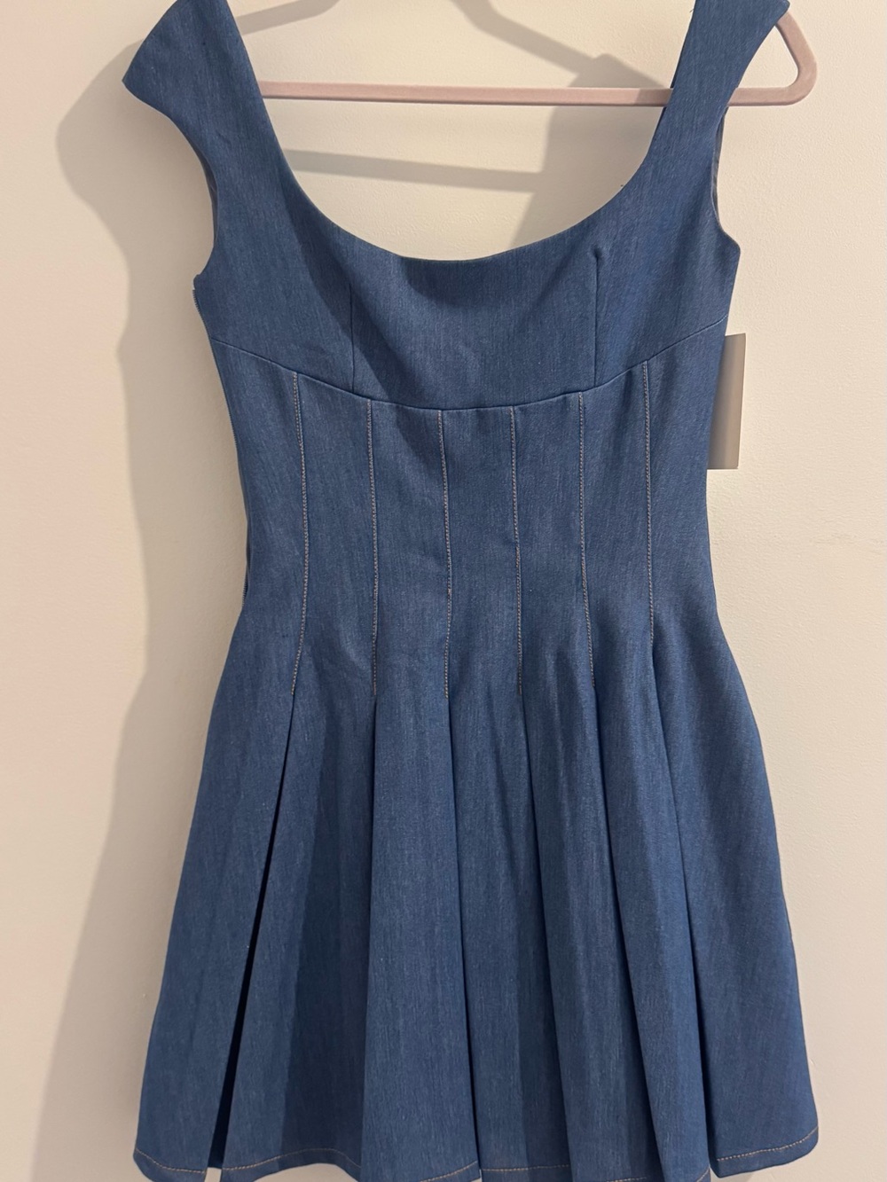 Miss Circle Blue Denim Fit-and-Flare Babydoll Dress